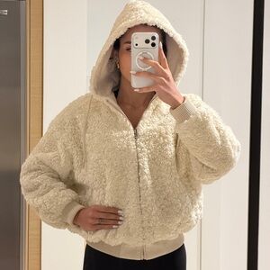 Zara Cream Teddy Jacket with Hood